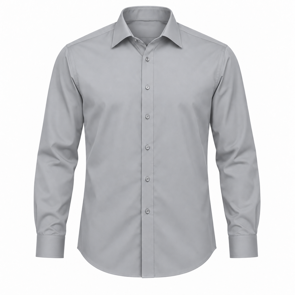 Classic Long-Sleeve Formal Dress Shirt - Silver Gray - M