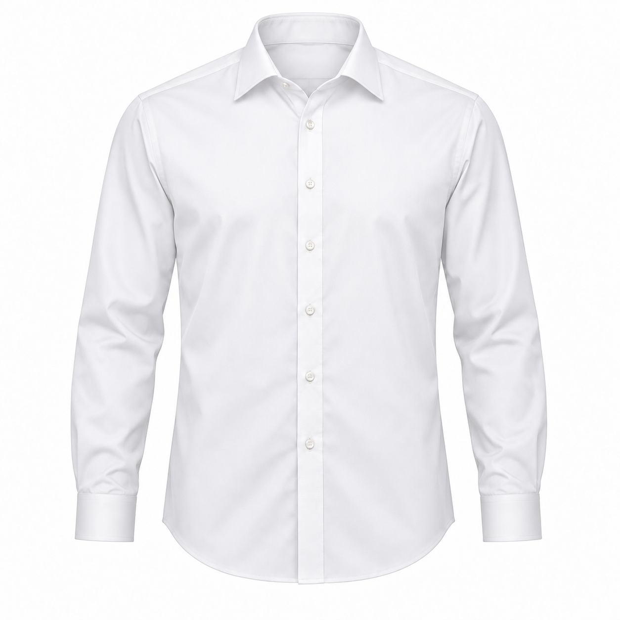 Classic Long-Sleeve Formal Dress Shirt - White - M